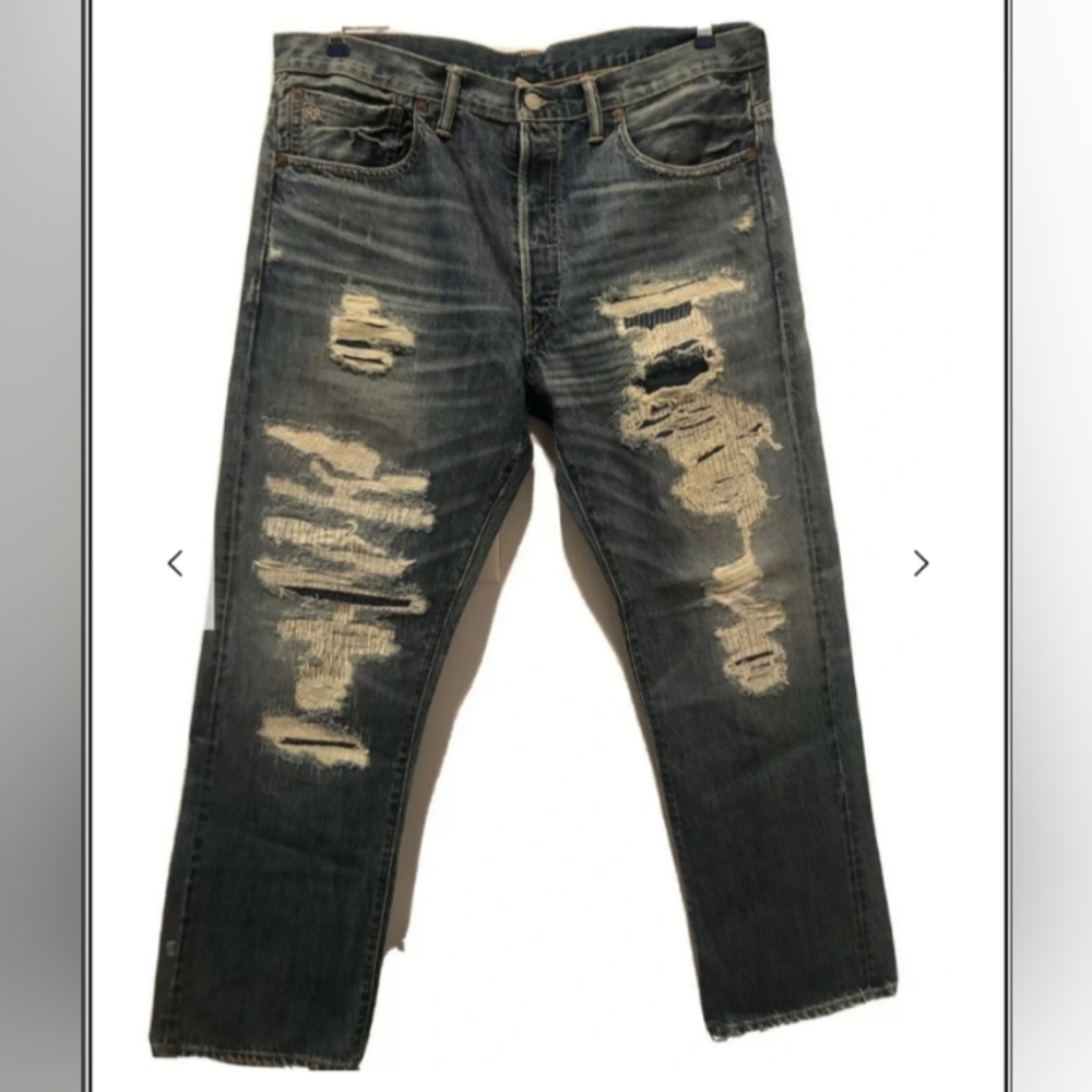 RALPH LAUREN RRL STRAIGHT FIT DISTRESSED JEANS SZ. 34